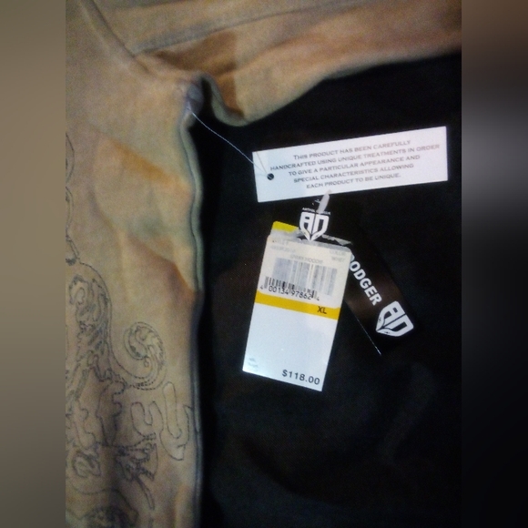 Artful Dodger Ancient Rustic Gothic Graphic Design Spray Hoodie Men's XL Wheat - Picture 14 of 16